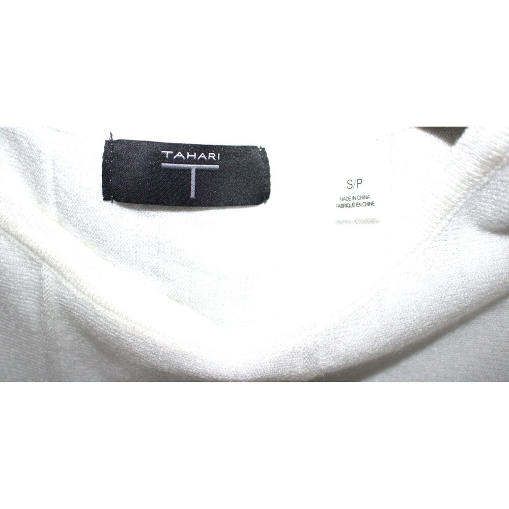 TAHARI Womens Size S/P Long Sleeve Windowpane Lightweight Grid Sweater White - Picture 8 of 10